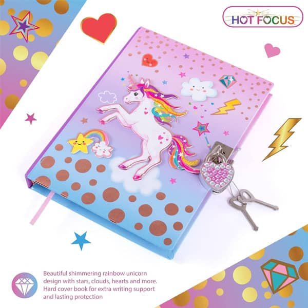 Hot Focus Unicorn Secret Diary with Lock - Image 3