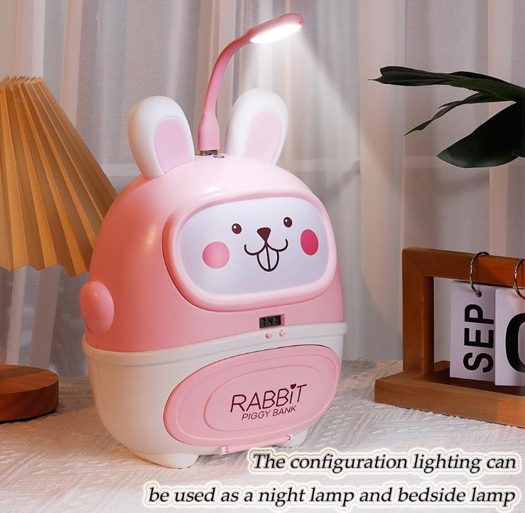 Electronic Multifunctional Deposit Box for Kids,Money Bank with Password Cute ATM Rabbit Piggy Bank,Auto Scroll Paper Piggy Bank,Great Toy Gift for Girls Boys Children Ages 6-12 Birthday Gift - Image 4