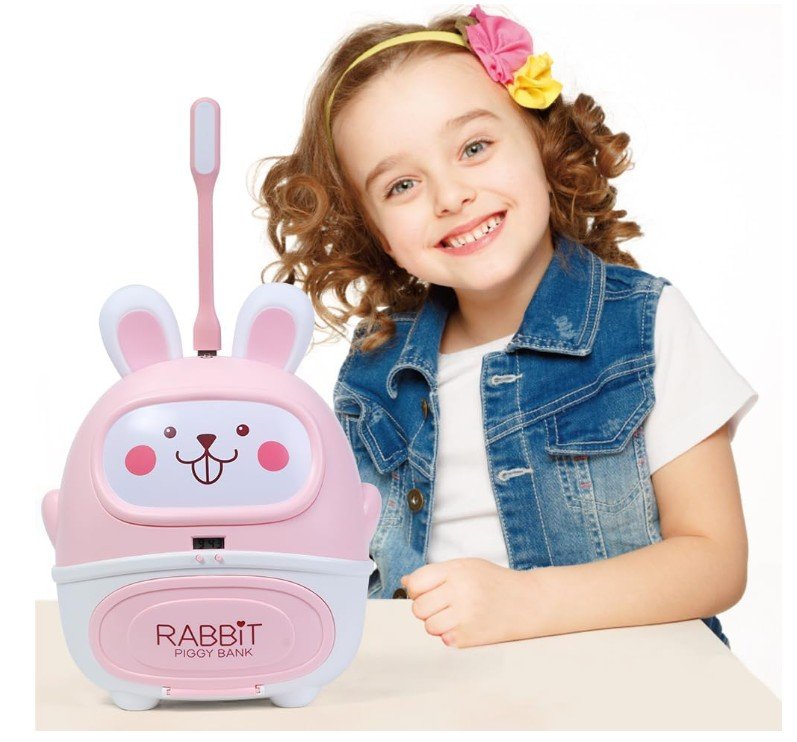 Electronic Multifunctional Deposit Box for Kids,Money Bank with Password Cute ATM Rabbit Piggy Bank,Auto Scroll Paper Piggy Bank,Great Toy Gift for Girls Boys Children Ages 6-12 Birthday Gift - Image 2